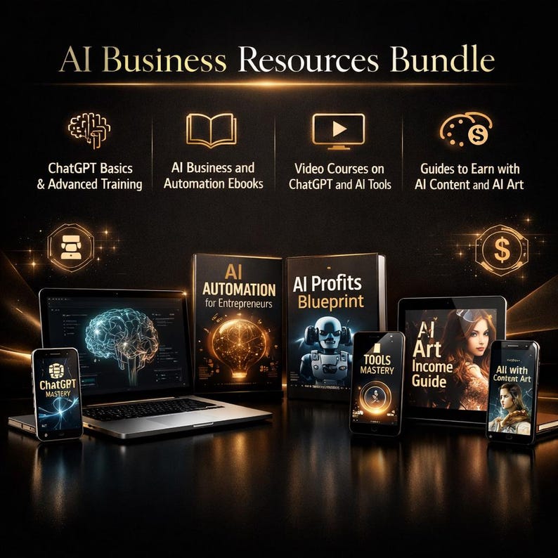 AI Business Mega Bundle – plr mrr Digital Products Pack with Ebooks and Video Courses – ChatGPT, AI Art, Automation, Income Guides
