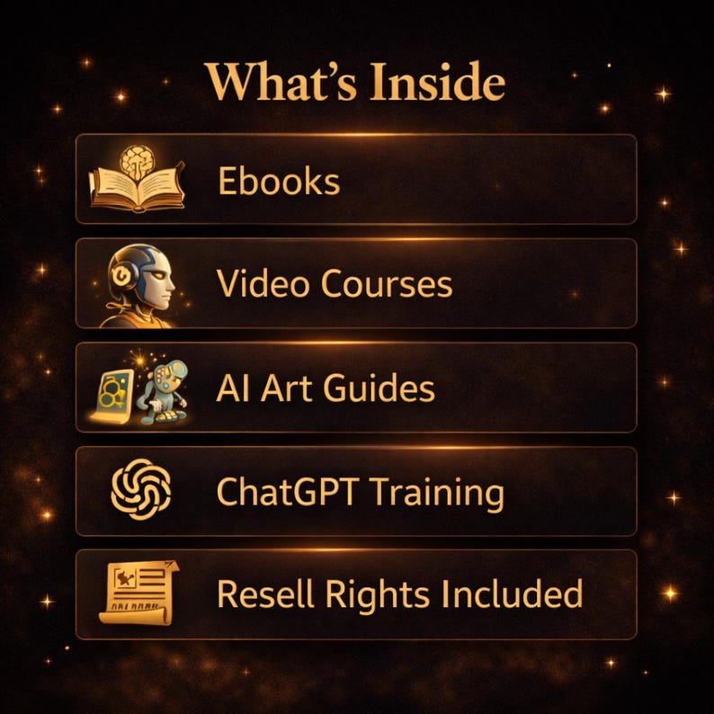 AI Business Mega Bundle – plr mrr Digital Products Pack with Ebooks and Video Courses – ChatGPT, AI Art, Automation, Income Guides