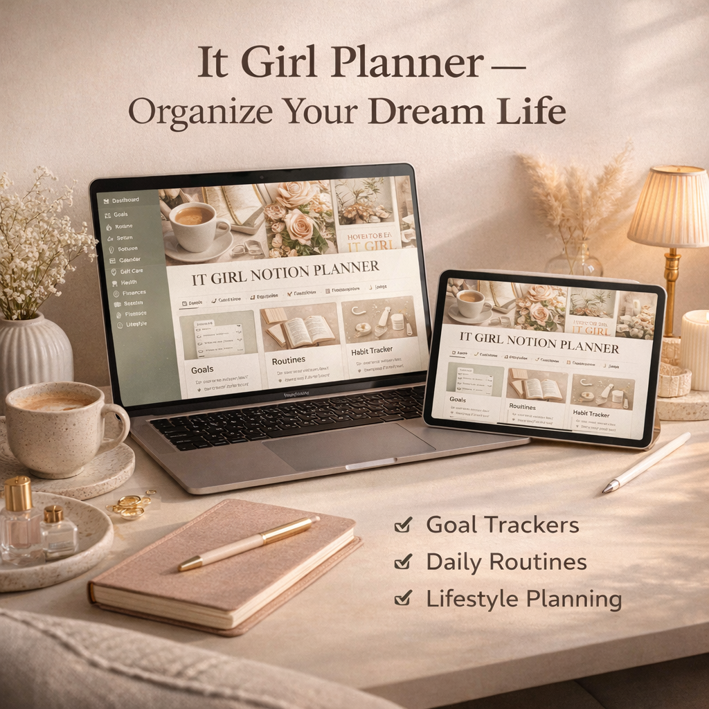 It Girl Notion Planner – The All-in-One Aesthetic Life & Productivity Dashboard