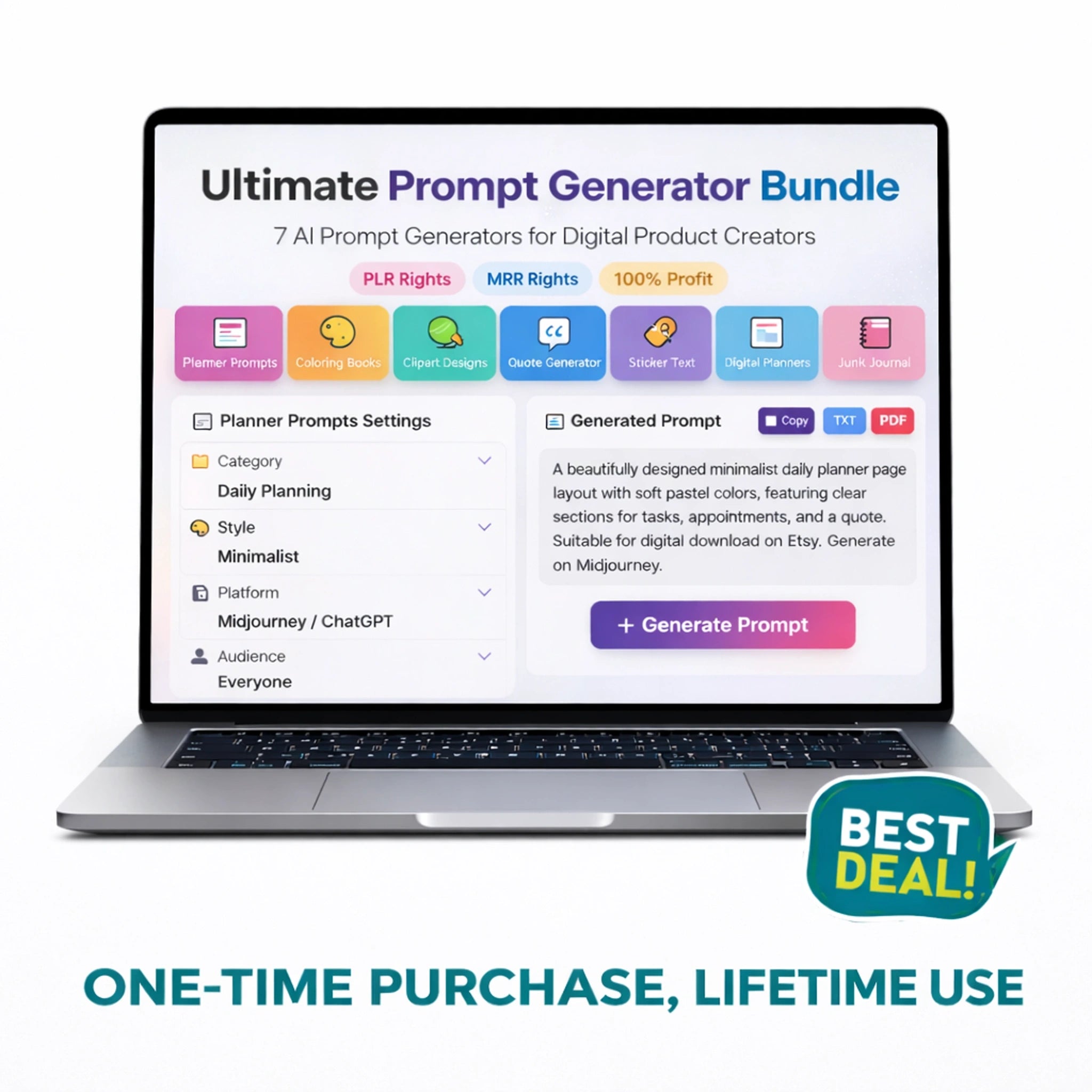 Ultimate Prompt Generator Bundle 7-in-1 AI tools