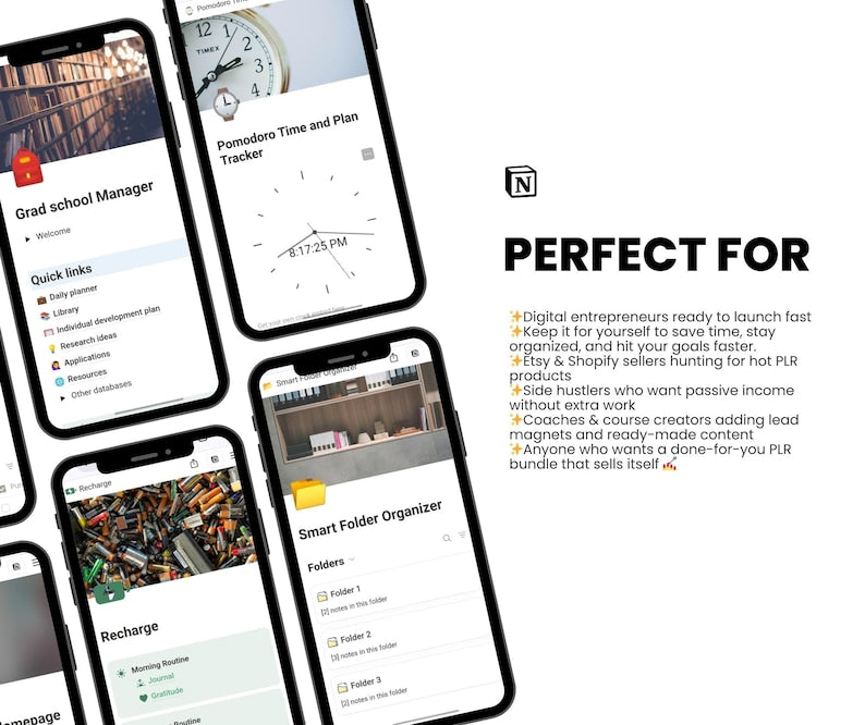 190 Notion PLR Templates & Planners Bundle | PLR Products, Plr Mrr, Master Resell Rights