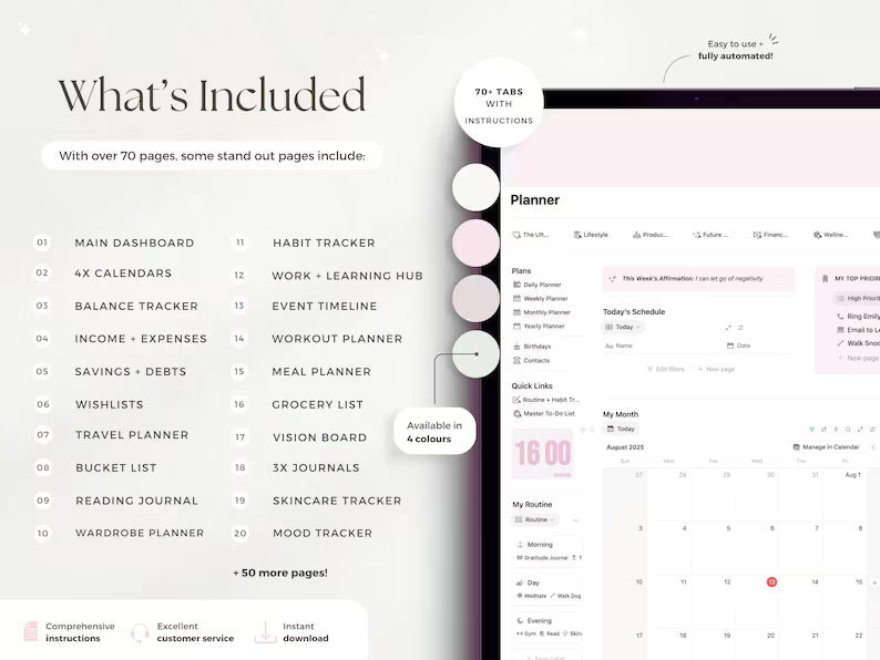It Girl Notion Planner Template – Aesthetic Life Dashboard, Budget & Productivity Tracker