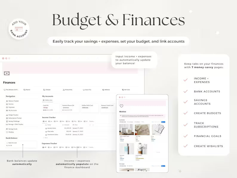 It Girl Notion Planner Template – Aesthetic Life Dashboard, Budget & Productivity Tracker