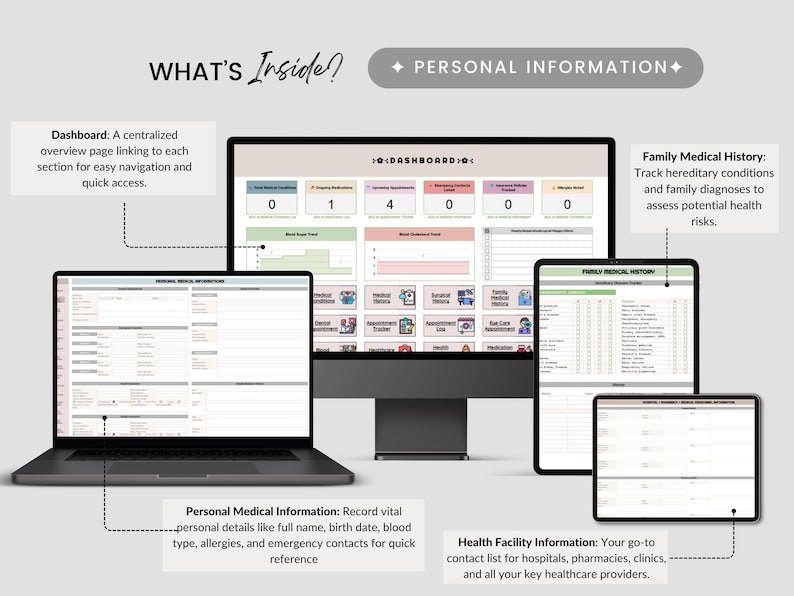 Medical Binder & Health Tracker Spreadsheet – Chronic Illness & Symptom Log