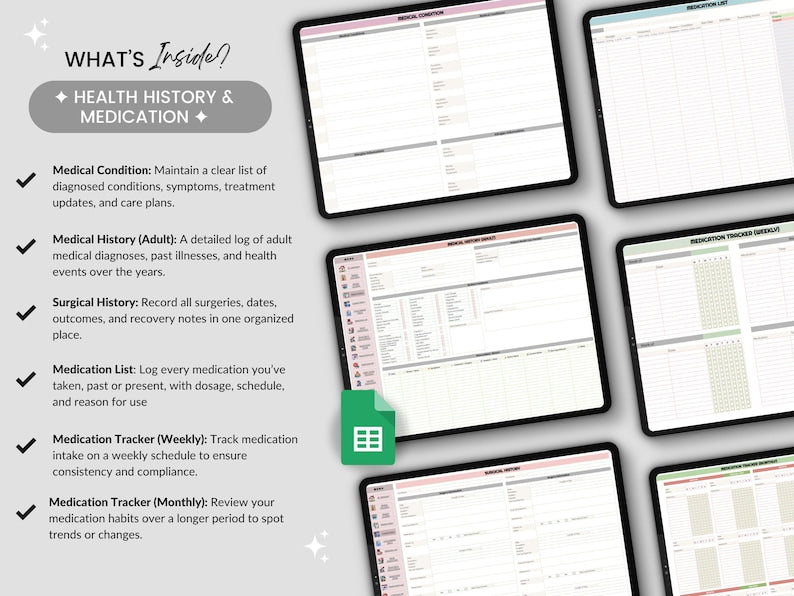 Medical Binder & Health Tracker Spreadsheet – Chronic Illness & Symptom Log
