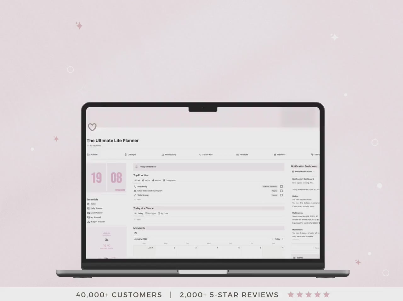 It Girl Notion Planner Template – Aesthetic Life Dashboard, Budget & Productivity Tracker